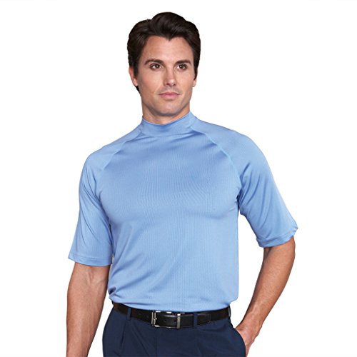 Monterey Club Mens Dry Swing Drizzle Texture Mock Shirt #1169 (Blue Ink, Large)