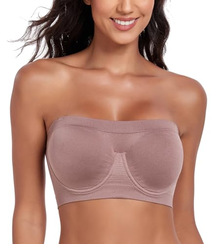 Image of Women's Underwire Strapless Multiway Bra Bandeau Seamless Supportive Bras Non Padded Top