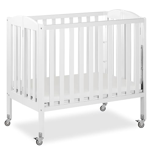 Dream On Me 3-in-1 Portable Folding Stationary Side Mini Baby Crib in White & Mattress, GreenGuard Gold & JPMA, Use as Changer & Playpen, Locking...