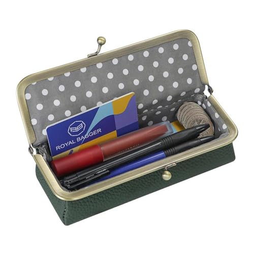 Image of Royal Bagger Genuine Leather Fashion Glasses Case - RFID Blocking, Fashion Pencil Bag with Kiss Lock, Coin Purse for Women