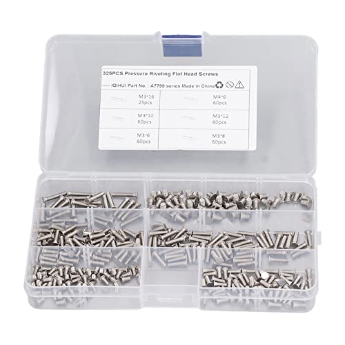 Leapiture 5Pcs Spot Welding Screws 6 Types M3 M4 Welding Stud Stainless Steel Machinery Screws Stud Flat Head Screws with Storage Box DIY Welding Equipment