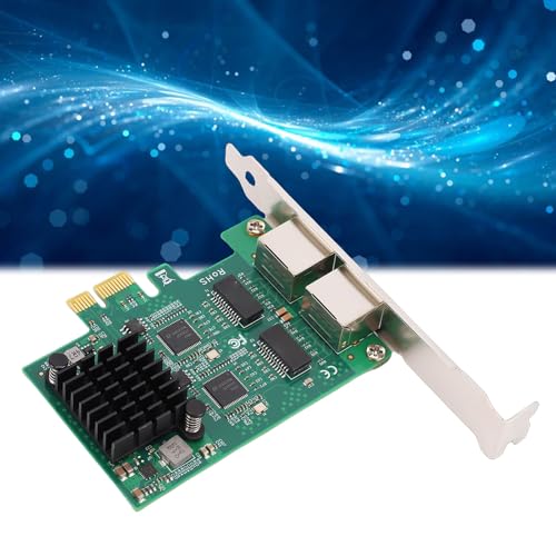 Tarjeta de Red Gigabit de Puerto Dual, 2 x RJ45 Adaptador Ethernet PCIe con Conectores Chapados en Oro y Disipador, para PC de Escritorio con Controlador miniatura 2