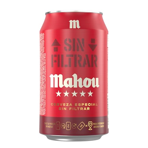 Mahou Sin Filtrar, Cerveza Lata 33cl, Cerveza Con Elaboración Tradicional, Cerveza Artesanal, Bebida Refrescante, Intensa y Fresca, Con Notas Cítrica, 5.5% Vol Alcohol