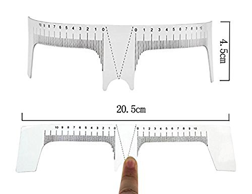 Miniatura 2 de 2 piezas de plástico para cejas, regla de tatuaje, plantilla de aseo de cejas, herramientas de medida para posicionamiento de plantillas de cejas,