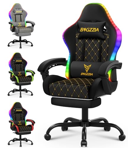 bigzzia Sedia Gaming con LED RGB, Sedia da Gaming Ergonomica con...