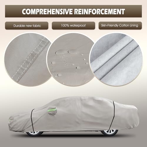 Image of Migaven 6 Layers Car Cover Custom Fit for Toyota Camry 1996-2025, Honda Accord 2001-2025, Waterproof Full Exterior Cover Rain Sun Protection with Door Zipper