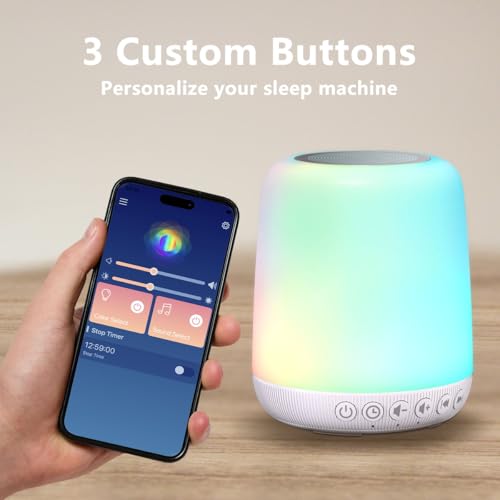 Image of White Noise Sound Machine for Sleep Portable Sound Machine with 30 Soothing Sounds 12 Night Light Colors 4 Timer Sleep Machine for Baby Adults, Smart App Control, Touch Control