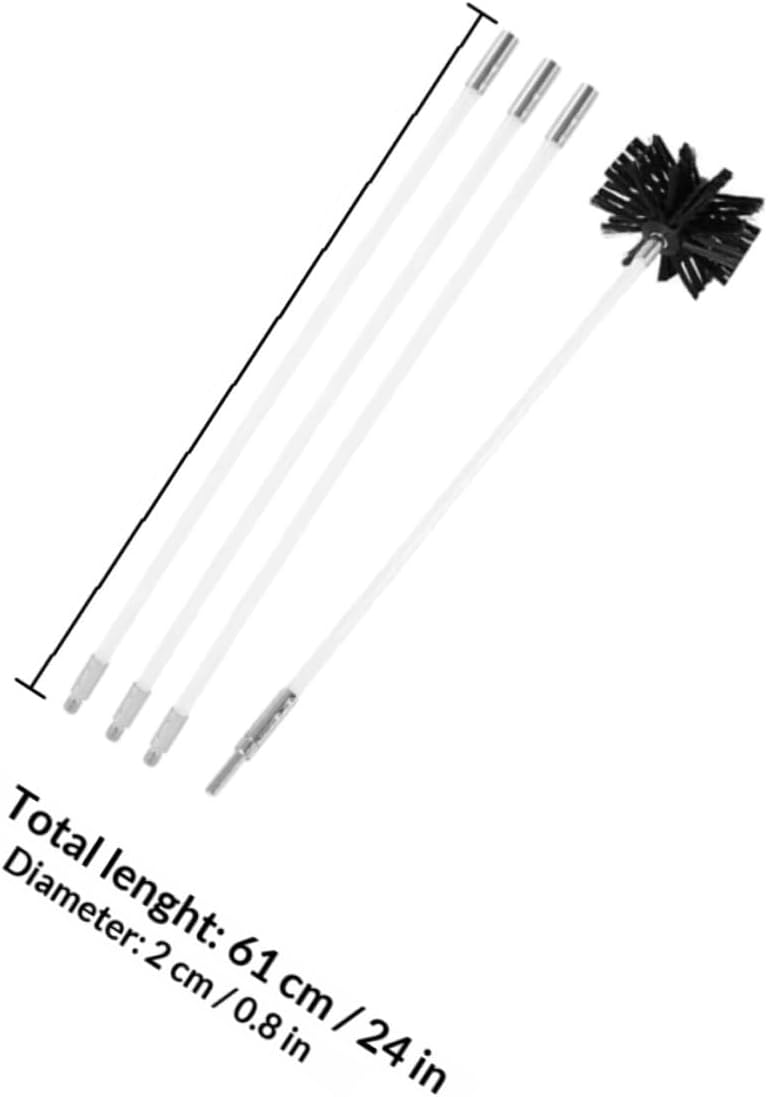 Chimney Cleaning Brush Set 610mm Flexible Rods 4pcs Fireplace Vent Dryer Duct Cleaning Tool Kit for Home Chimney and Dryer Vent Maintenance