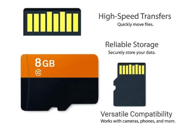 Image of 8GB microSDXC Memory Card Class 10, V30 | 20MB /s Read, 10MB /s Write Speed | Compitable with Smartphones, Camera, CCTV | Drop Protection | Memory Card