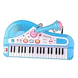 Harilla きん デジタル音楽ピアノキーボード 37 キーピアノ子供用音楽玩具、電子ピアノ 3 ～ 5 歳の男の子女の子用, 青い