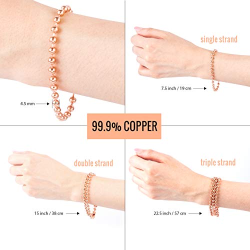 Pure Copper Bracelet for Men and Women – Natural Wellness Jewelry – Single or Double Strand Options – 7.5" or 15" Length2
