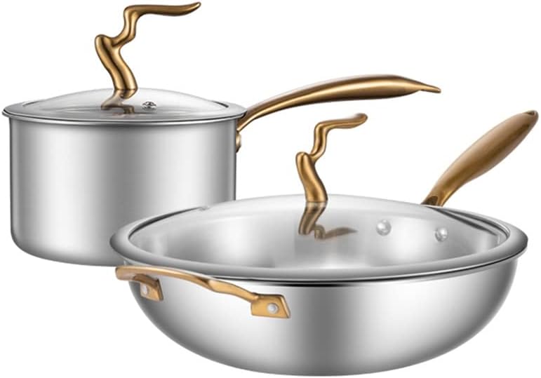 Pot Set Full Set of Household Two-Piece Kitchen Steamer Auxiliary Food Pan Frying Pan Non-Stick Pan Kitchen Utensils (Color : A, Size A