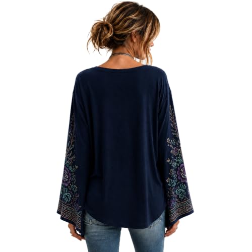 Womens Halloween Shirts Casual Skeleton Crew Neck Bell Sleeve Top - image 6