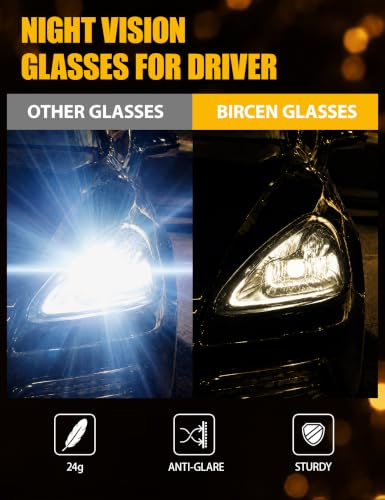 Image of BIRCEN Night Vision Glasses for Driving: Anti-Glare Metal Glasses for Men