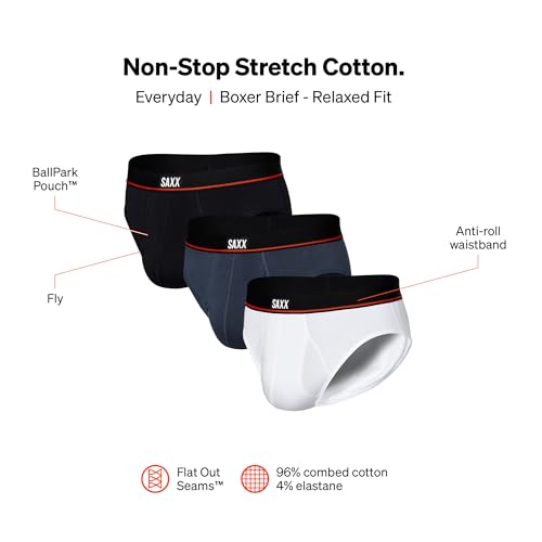 SAXX Underwear Co. Men's Underwear with Pouch Non-Stop Stretch Cotton Brief Fly 3Pk2