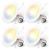 Amico Recessed Lighting 5/6 Inch, 4 Pack 5CCT Flat...