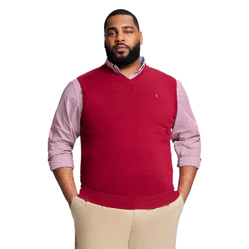 Image of Izod Men's Big and Tall Premium Essentials Solid V-Neck 12 Gauge Vest Pullover