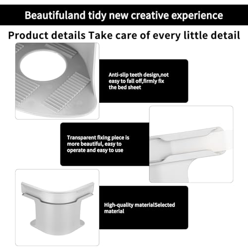 4 Pcs Bed Sheet Holder with Lock Strips, Bedsheet Locks Clips, Removable Heavy Duty Fitted Sheet Locks Corner Fasteners Holders Fixing Straps to Keep Bedding Mattress Blankets Firm & Tight(White) - Image 2