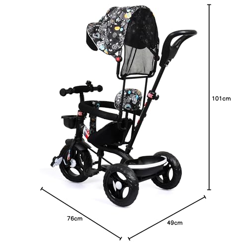 Luusa® Galaxy Edition GT-500 Plug and Play Tricycle with Height Adjustable Parental Control | Kids Safety Belt | Foam Cushion Seat | for Age Group 2+ Years | Carring Capacity 30-KGS (Galaxy Black) - Image 8 thumbnail