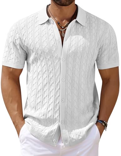 COOFANDY Men's Casual Cable Knit Shirts Button Up...
