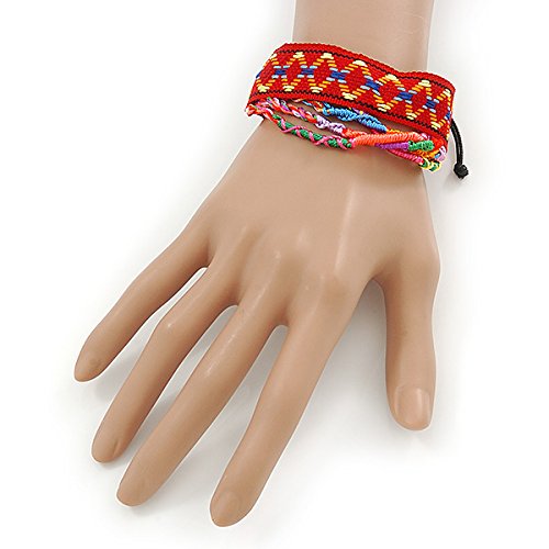 Pulsera de la amistad de algodón tejido multicolor y ajustable estilo unisex 3