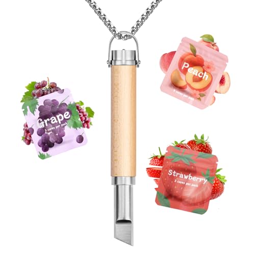 CARITATE Atemkette Mit Filterhilfsmittel Einstellbarem Widerstand Fruchtmischung Pack Geschmack FilterTragbarer Inhalator mit Aromatherapie Entspannungserlebnis Silberfarben Holz
