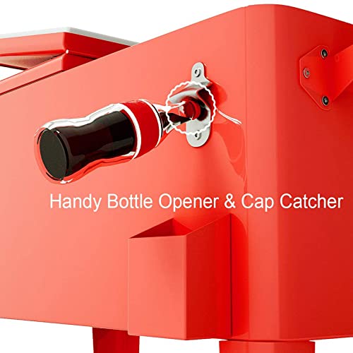 Giantex 80 Quart Rolling Cooler Cart, Steel Patio Cooler With Locking Wheels, Bottle Opener, Drain Plug, Outdoor Beverage Bar Cooler Trolley Ice Chest For Party Cookouts Backyard Bbq (Red) #TOP3