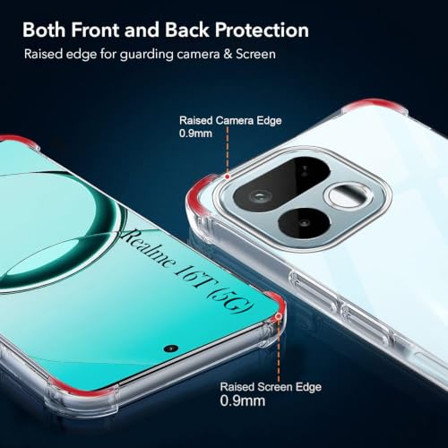 Image of Jkobi Shockproof Crystal-Clear Back Cover for Realme 16T 5G (Anti Yellow Case | Drop & Camera Protection | Hard Polycarbonate)