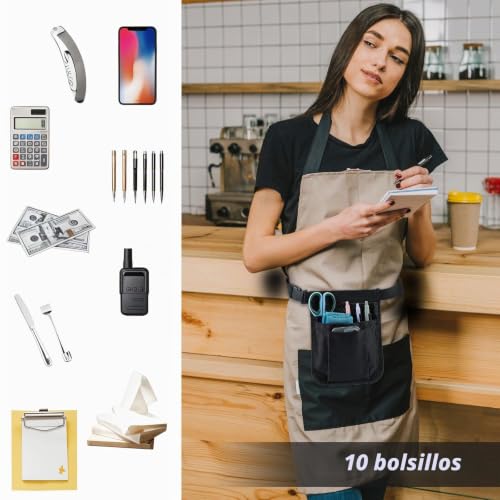 Miniatura 3 de Hjzhii Riñonera Para Camarero, Organizador De Cintura Con Cinturón Ajustable, Bolsa De Dinero, Delantal De Servidor, Bolsa De Almacenamiento Para Restaurantes, Hoteles, Bares, Kit De Cuidado