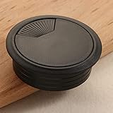 60mm Plastic Cable Hole Cover for Computer Desk, Round Wire Tidy Grommet Cable Organizer, 1-Pack(Black 1Pcs)
