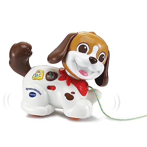 VTech Baby Spazier-Hündchen – Interaktiver Spielzeughund mit Musik und Schnur zum Hinterherziehen – Für Kinder von 12-36 Monaten