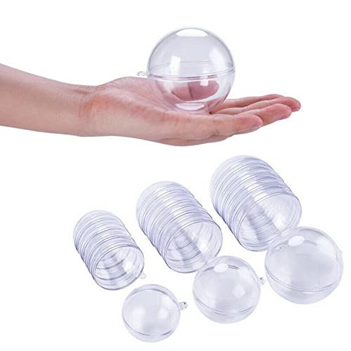 Lot de 20 boules de Noël transparentes à remplir en acrylique - Pour suspension et démontage - Décoration de sapin de Noël, maison, fête d'anniversaire