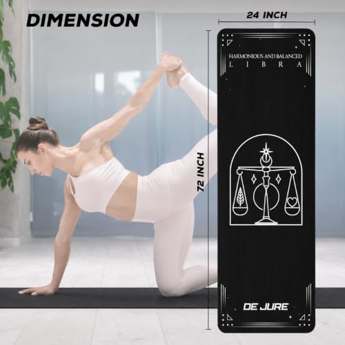 Image of De Jure Fitness Yoga Mat for Women and Men, 8mm Extra Thick Non-Slip NBR Exercise Mat for Yoga, Pilates, Gym & Floor Workouts - with Carry Strap - Libra