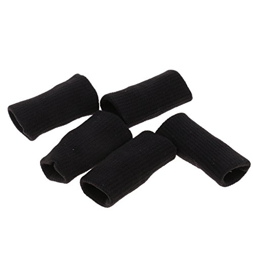 Tongina 5pcs Elástico Dedo Protetor Mangas Suporte Guardas Para Tênis De Basquete - Preto