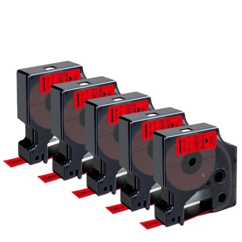 5PK 10PK 45013 �e�[�v �v�����^���Օi�ƌ݊������� D1 12 �~�����[�g�����x���e�[�v���n�ɔ��̌����p LM160 280 D210(5PK Black on Red)