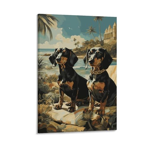 Peinture sur toile teckel Bento au rendu artistique premium