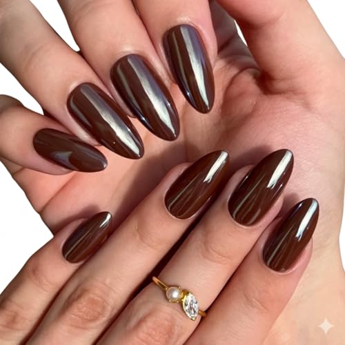 PaintLab Press-On Nails Manicure Kit, Chocolate Glaze, 30-Piece Set, Long-Lasting Fake Nails with Glue, File, Prep Pad & Cuticle Stick