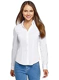 oodji Ultra Damen Hemd Basic mit V-Ausschnitt, Weiß, DE 36 / EU 38 / S