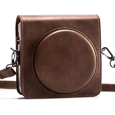 HelloHelio Protective Case for Fujifilm instax SQUARE SQ6 instant camera, Blush Gold - Premium Vegan Leather Case with Detachable Strap, Vintage Browm Cover