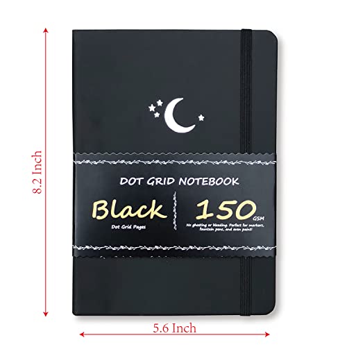 Carnet de notes quadrillé A5 BUKE avec pages noires et couverture rigide