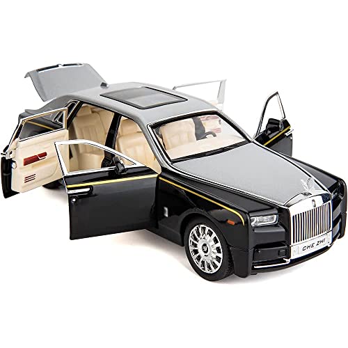 Image of New 1:24 Phantom Diecast Alloy Metal Pull Back Car with Openable Doors Music Sound and Light Vehicle Toy Car for Kids Boys (Silver)
