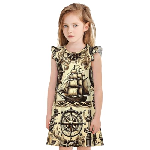 Augenstern Flutter Sleeve Nightgown Vintage-Ship-Wheels Soft Sleepwear Nightdress3