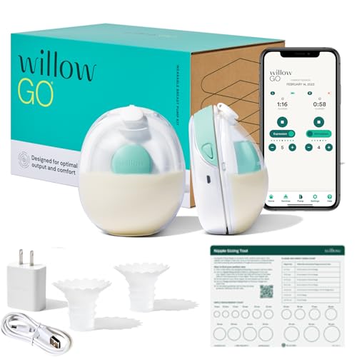Willow Go - Hands Free Breast Pump - Wearable Breastfeeding Pump - Portable, Electric, Cordless, & 9 Levels of Hospital Grade Suction Strength - Postpartum Essentials - Double Breast Pump