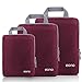 Produktbild Eono by Amazon - Komprimierbaren Packwürfeln zur Organisation Ihres Reisegepäcks, Compression Packing Cube, Packtaschen Set & Gepäck Organizer für Rucksack & Koffer, Burgund, 3-teilig