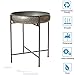 Glitzhome Farmhouse Metal End Table,Folding Galvanized Side Table Waterproof Coffee Table Sofa Side Table with Removable Tray for Living Room Bedroom Balcony and Office Decoration