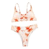 Bikini De Coton 437 Nager Bas De Bikini pour Femmes V Coupe Bikini Bas Femmes Culottes Bikini Top Crop Bikini Côtelé Sites De Bikini 2022 Femme 36 D Bikini Top Fond Rétro Bas (Orange, XL)