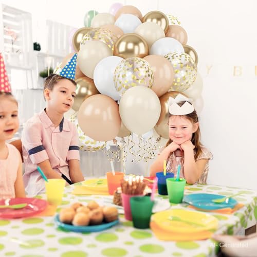 Image of Zesliwy Gold White Sand Confetti Balloons, 50pcs 12 inch Beige Gold Nude Neutral Balloons for Birthday Wedding Bride Shower Party Decoration