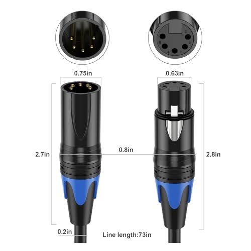Cable XLR 5 Pin Macho a 3 Pin Hembra Luz de Escenario DMX Micro 4