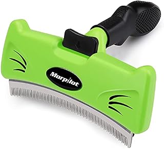 Morpilot Pet Grooming Brush, Deshedding Dog Brush with Quick Self Cleaning, Professional Pet Comb Removes Loose Hair and Combats Reduces Shedding Up To 95%, Deshedding Brush (L), Green