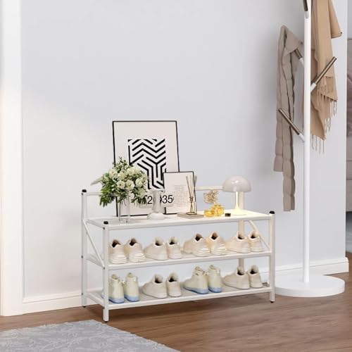 Rangement chaussures métal pliable 3 niveaux étagère gain de place chambre - 3
